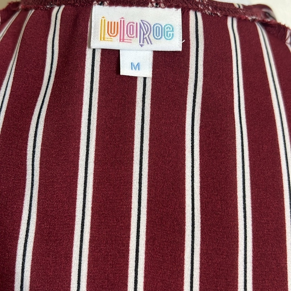 LuLaRoe Joy Burgundy Striped Long Sleeveless Vest Women’s Size M - Picture 8 of 9